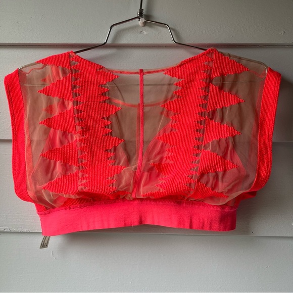 Free People FP Movement Vibrant Pink Sheer Women's Top - Picture 7 of 15